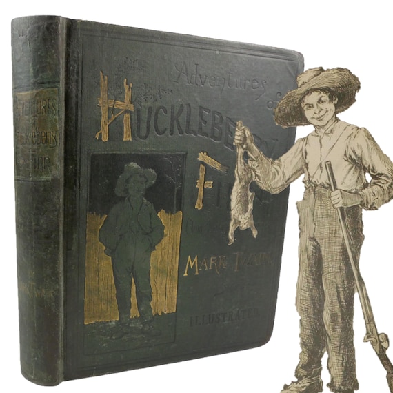1885 1st edition, early state, Huckleberry Finn by Mark Twain. Many early issue points present