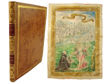 1598 Illuminated Manuscript with full-page miniature. Produced for Brescia use. Orationes, Antiphones, Glossary, etc..