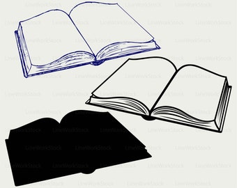 open book svg book clipart book svg open book silhouette book etsy