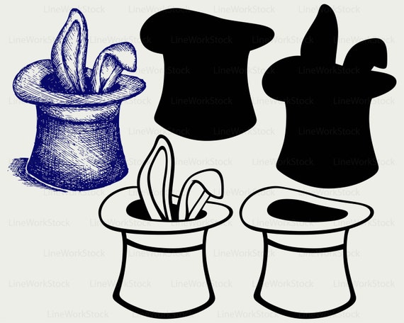 Magic hat svg/bunny clipart/rabbit clipart/bunny svg/Magic hat  silhouette/cricut cut files/rabbit digital download svg/eps/png/jpg