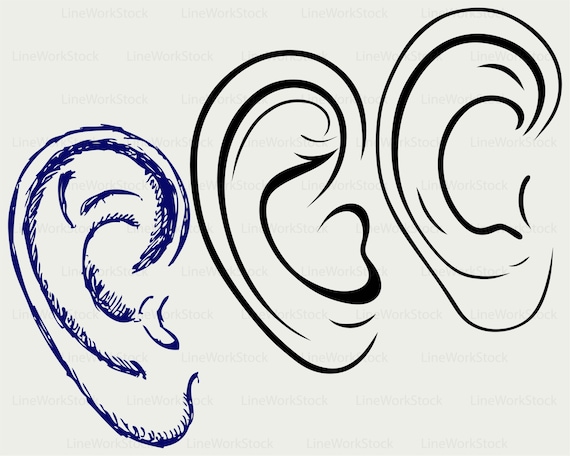 ear black and white clip art