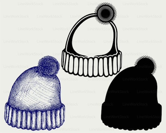 winter hat black and white clipart