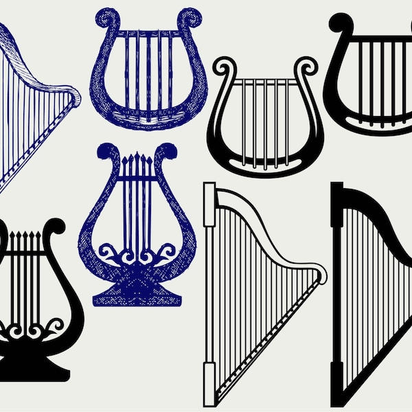 Lyre svg/lyre clipart/lyre svg/lyre silhouette/lyre cricut cut files/lyre clip art/lyre digital download designs/svg