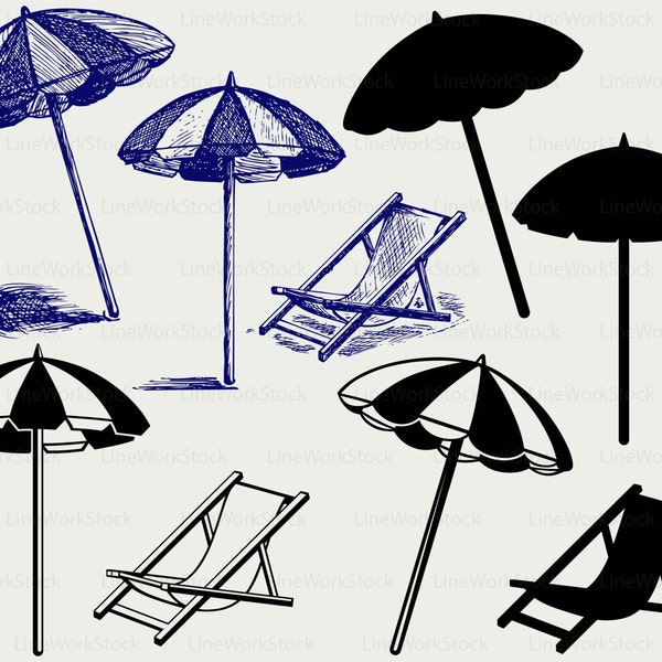 Beach umbrella svg/сhair clipart/beach umbrella svg/сhair silhouette/сhair cricut/сhair cut files/clip art/digital download designs/svg