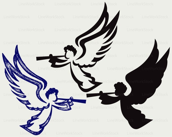 Download Angel With Trumpet Svg Clipart Angel Svg Trumpet Etsy