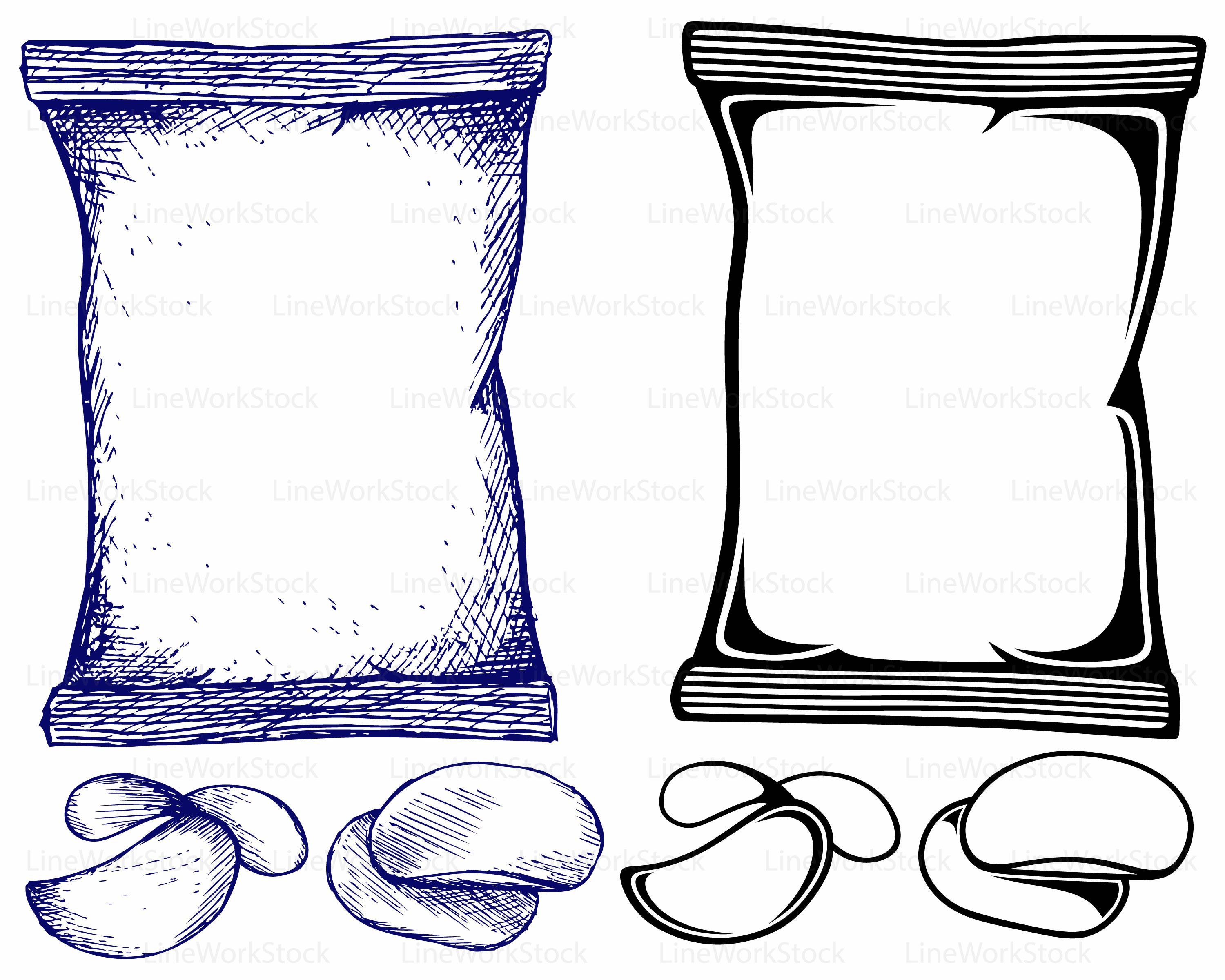 Potato Chip Bag Clipart Black And White