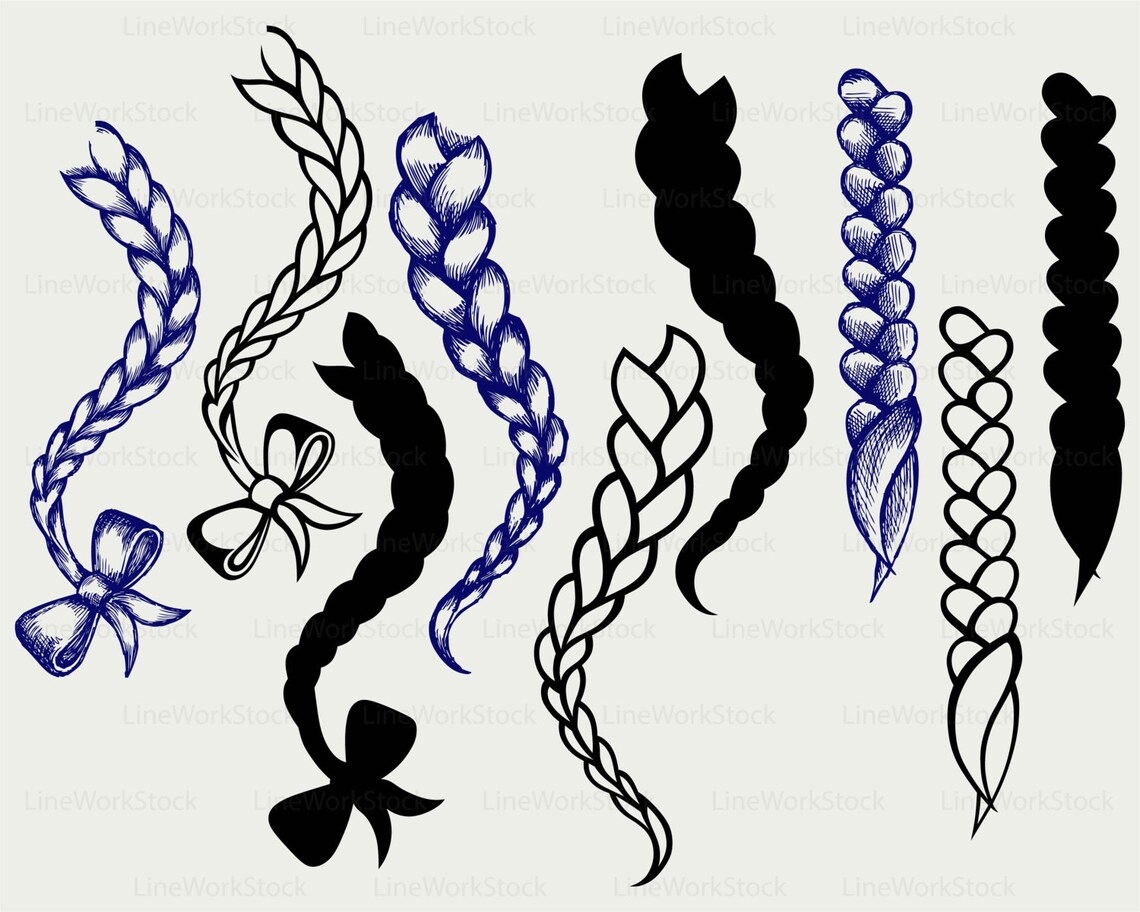 Hair braided svg/braid clipart/braid svg/hair braided Etsy