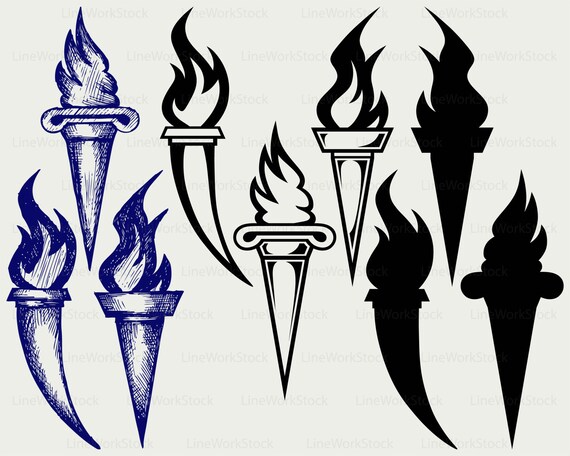 Burning Torch Svg/clipart/torch Svg/burning Silhouette/torch - Etsy