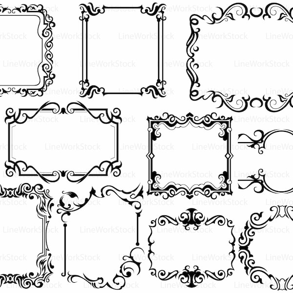 Frame svg/scroll clipart/frame svg/swirl silhouette/frame cricut/swirl cut files/monogram clip art/swirl digital/divider/designs/svg