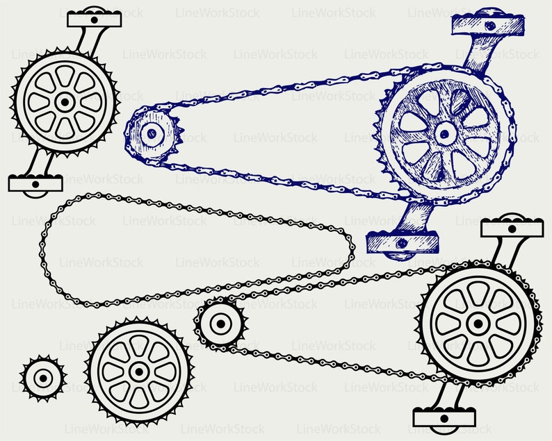Chain Gears Svg/bicycle Pedal Clipart/chain Gears Svg/chain Gears
