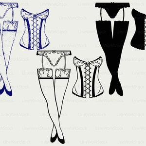 Fashion lingerie svg/corset clipart/lingerie svg/corset silhouette/lingerie cricut cut files clip art/digital download designs/svg