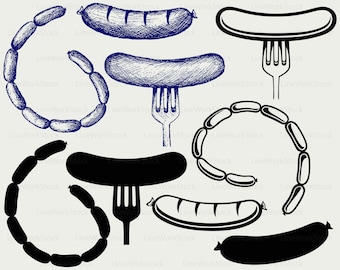 Kiełbasa z grilla SVG/kiełbasa clipart/BBQ SVG/sylwetka kiełbasy/kiełbasa Cricut Cut pliki/clip art/BBQ Digital Download SVG/EPS/PNG/jpg