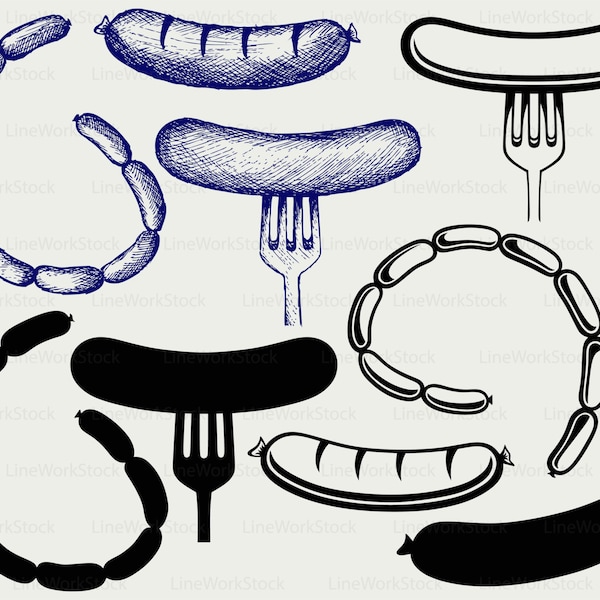Grilled sausage svg/sausage clipart/bbq  svg/sausage silhouette/sausage cricut cut files/clip art/bbq digital download svg/eps/png/jpg