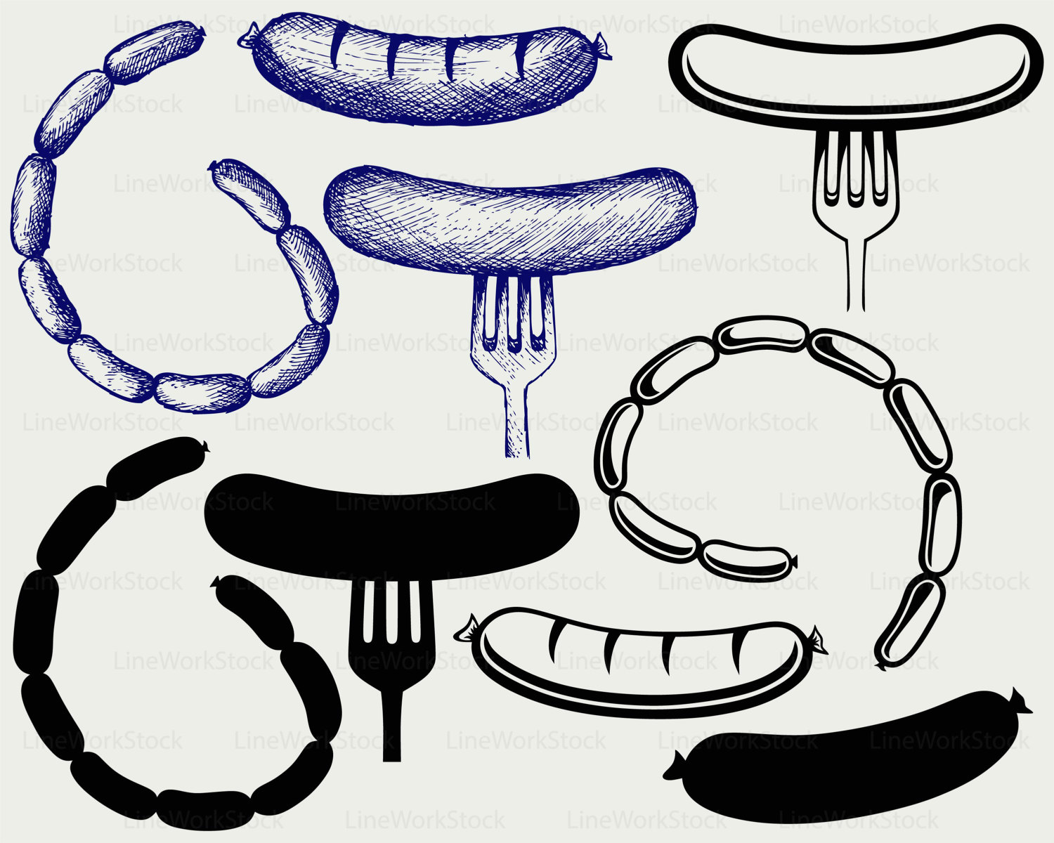 Grilled sausage svg/sausage clipart/bbq svg/sausage Etsy