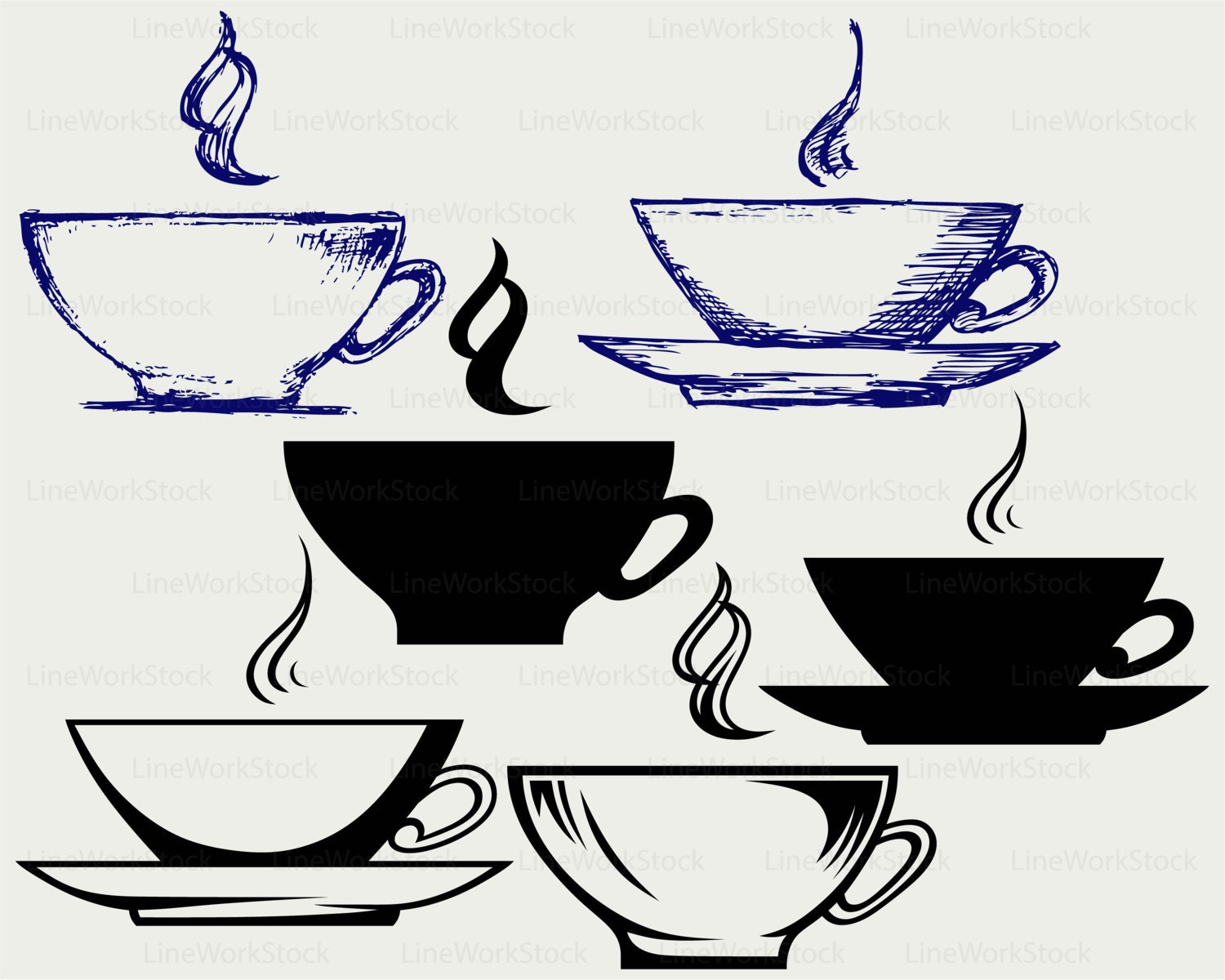 Tetera De Café Con La Prensa, Y Café Recién Hecho. Ilustraciones svg,  vectoriales, clip art vectorizado libre de derechos. Image 51575664
