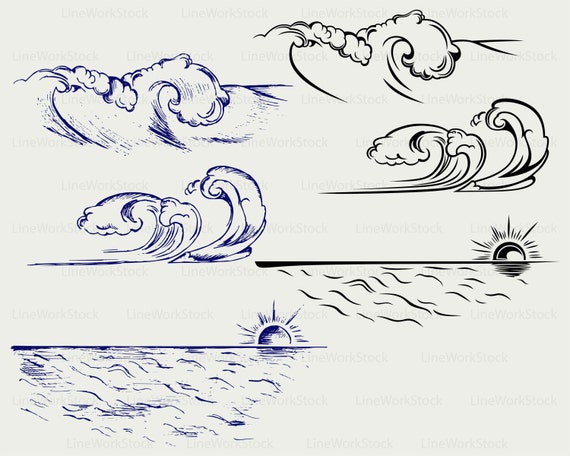 Ocean Wave Svg Ocean Clipart Wave Svg Ocean Silhouette Wave Etsy