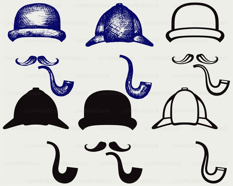 Sherlock Holmes Svg/pipe Clipart/hat Svg/hat Silhouette/pipe | Etsy