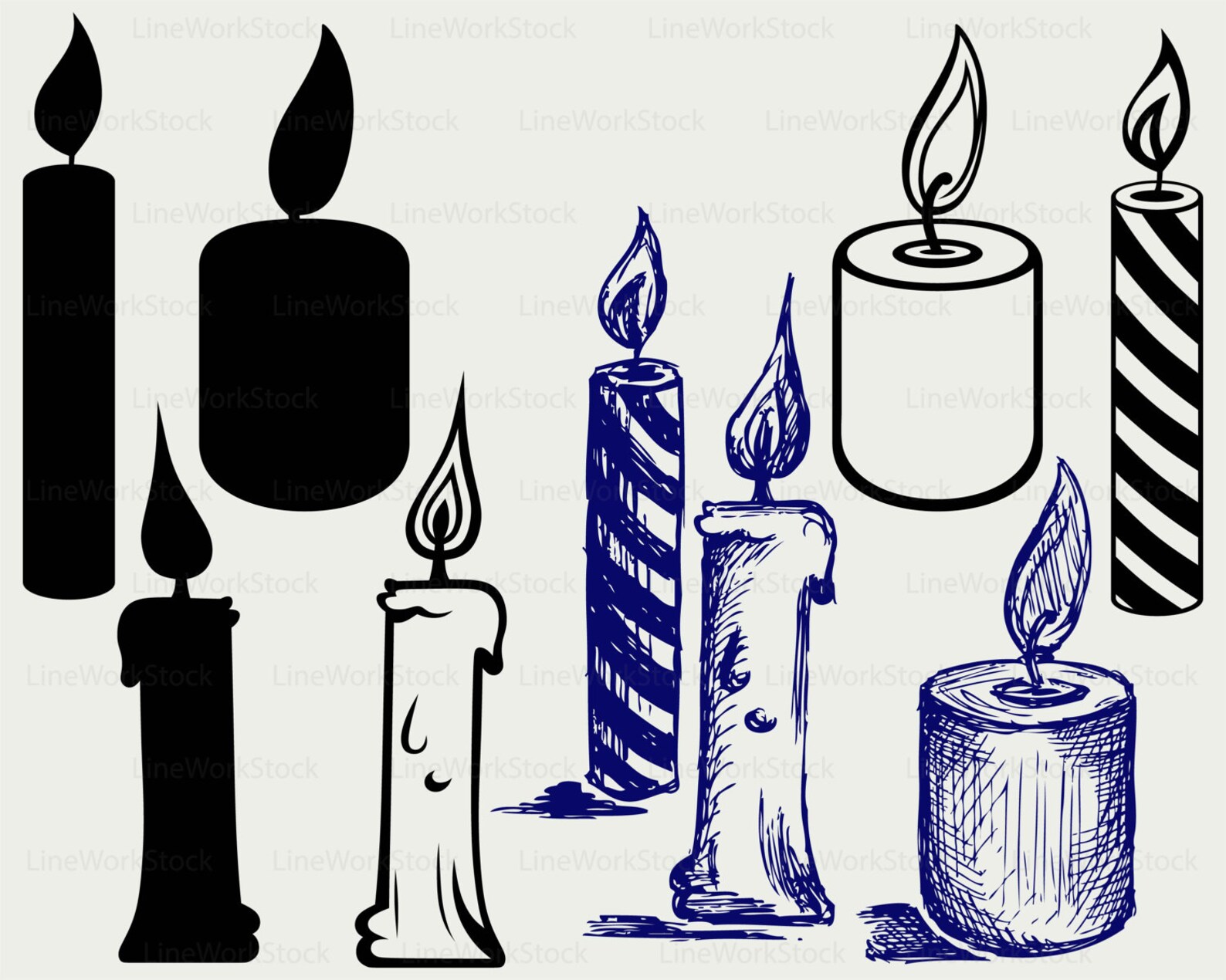 Candles Svg/clipart/candle Svg/candles Silhouette/candle Etsy