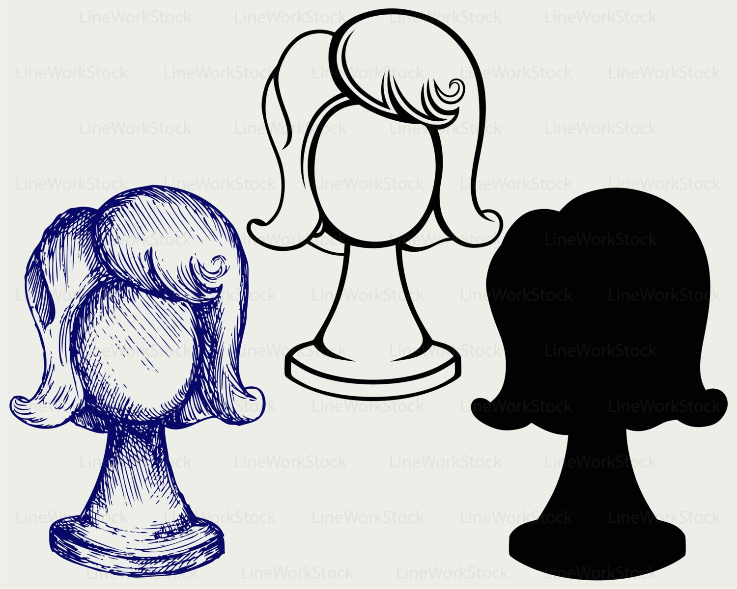Wig mannequin svg/mannequin clipart/wig svg/wig silhouette/wig Etsy