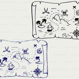 Carte île au Trésor svg/carte au Trésor clipart/carte svg/carte silhouette/cricut coupe fichiers/carte au Trésor clip art numérique téléchargement dessins/svg