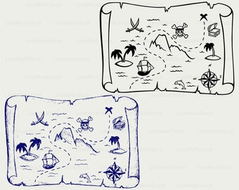 Mapa Treasure Island SVG/Mapa skarb clipartów/Mapa SVG/sylwetka mapy/Cricut pliki Cut/Mapa Treasure clip art/Digital Download Designs/SVG
