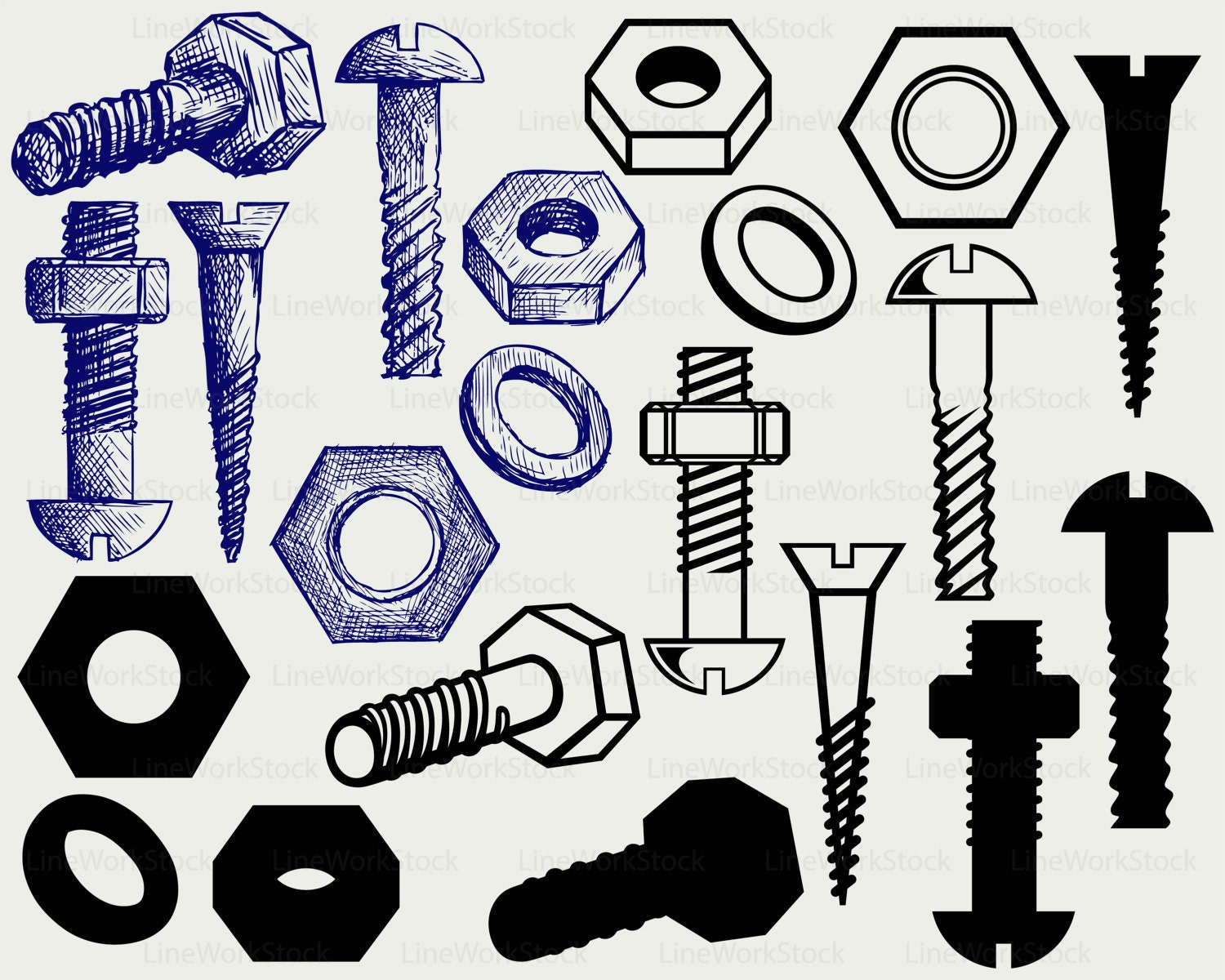 Screw svg/screw clipart/nut svg/screw silhouette/bolt cricut cut files