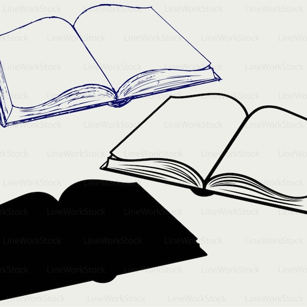 Open book svg/book clipart/book svg/open book silhouette/book cricut cut files/book clip art/book digital download designs/svg