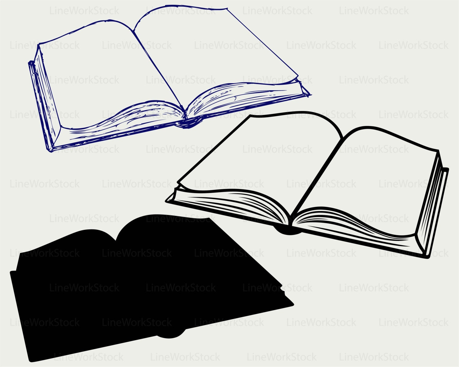 Graphics Scalable Vector Artwork Open Book Clipart - Drawing Of A