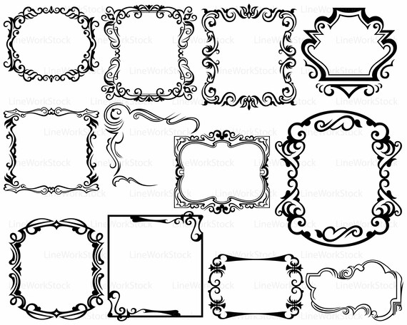 Frame Svg Scroll Clipart Frame Svg Swirl Silhouette Frame Etsy