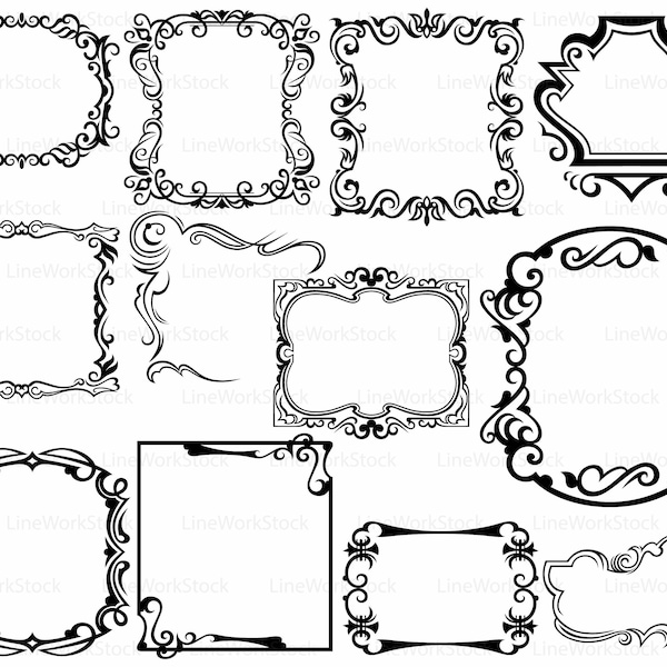 Frame svg/scroll clipart/frame svg/swirl silhouette/frame cricut/swirl cut files/monogram clip art/swirl digital/divider/designs/svg