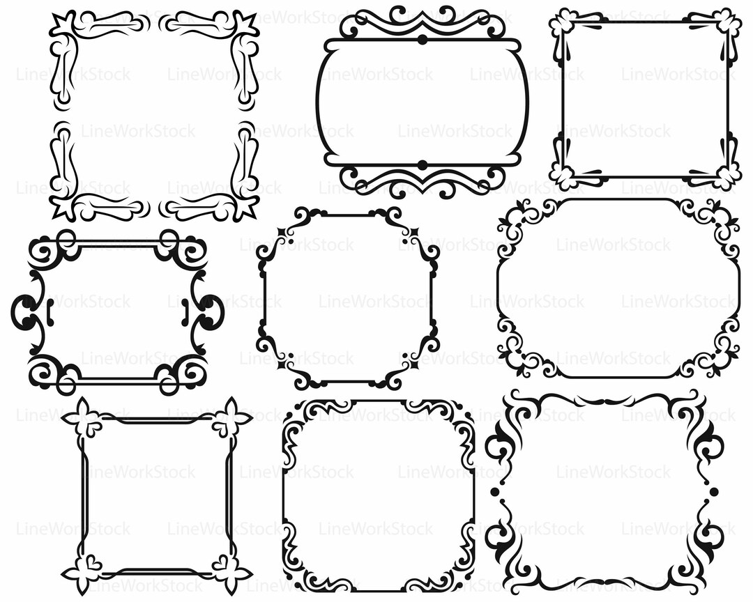 Frame Svg/scroll Clipart/frame Svg/swirl Silhouette/frame - Etsy