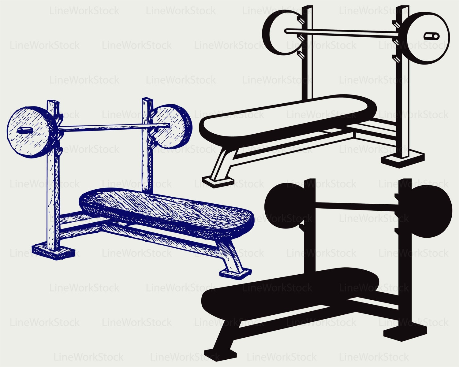 Weight bench svg/bench press clipart/weight bench svg/dumbbell Etsy
