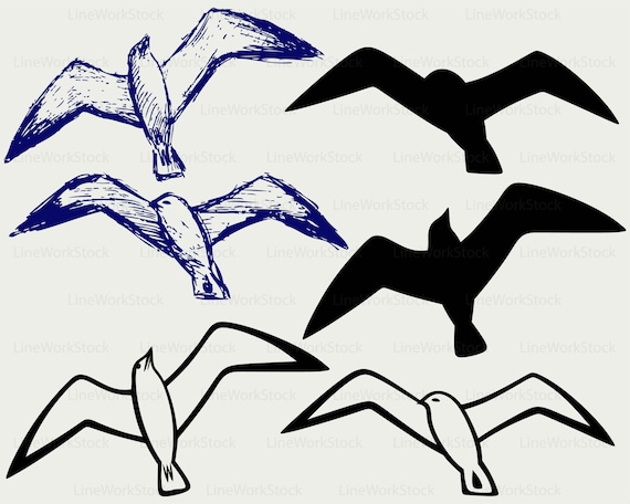 Mouettes Svg Mouettes Clipart Oiseau Svg Mouettes Etsy