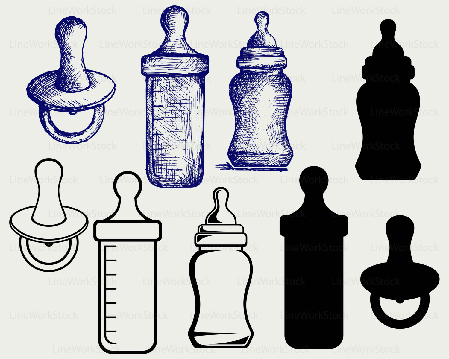 Download Baby Pacifier Svg Baby Bottle Clipart Baby Pacifier Etsy