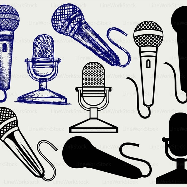 Microphone svg/microphone clipart/microphone svg/microphone silhouette/microphone cricut cut files/clip art/digital download designs/svg