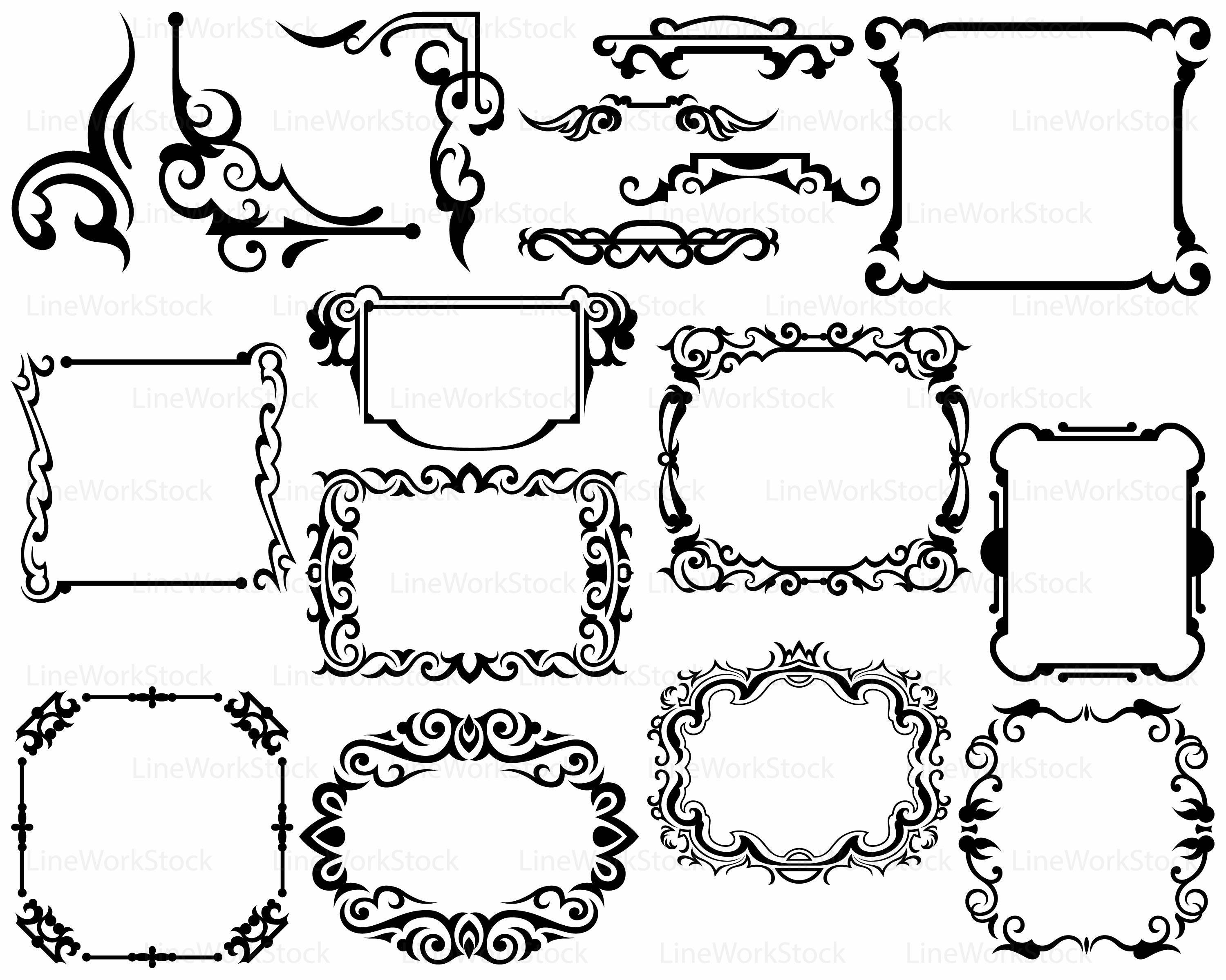 Frame svg/scroll clipart/frame svg/swirl silhouette/frame | Etsy