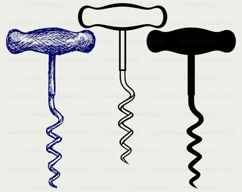 Corkscrew svg/clipart/corkscrew svg/corkscrew silhouette/corkscrew cricut cut files/corkscrew clip art/digital download designs/svg