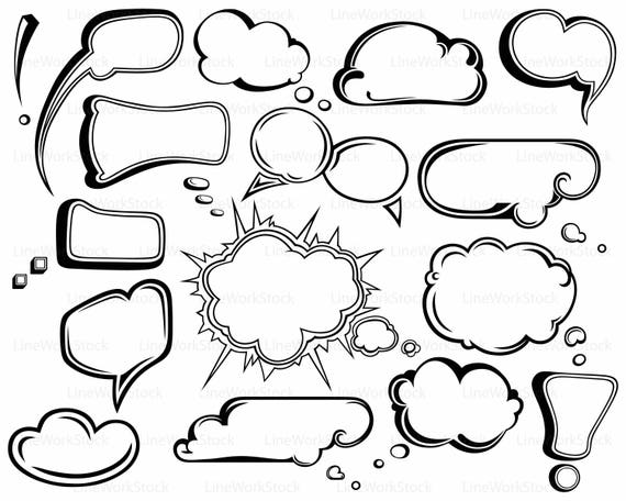 Speech Bubbles Svg Comic Clipart Comic Svg Speech Bubbles Etsy