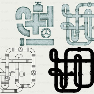 Plumbing pipe svg/plumbing pipe clipart/pipe svg/valve silhouette/pipe cricut cut files/clip art/digital download designs/svg
