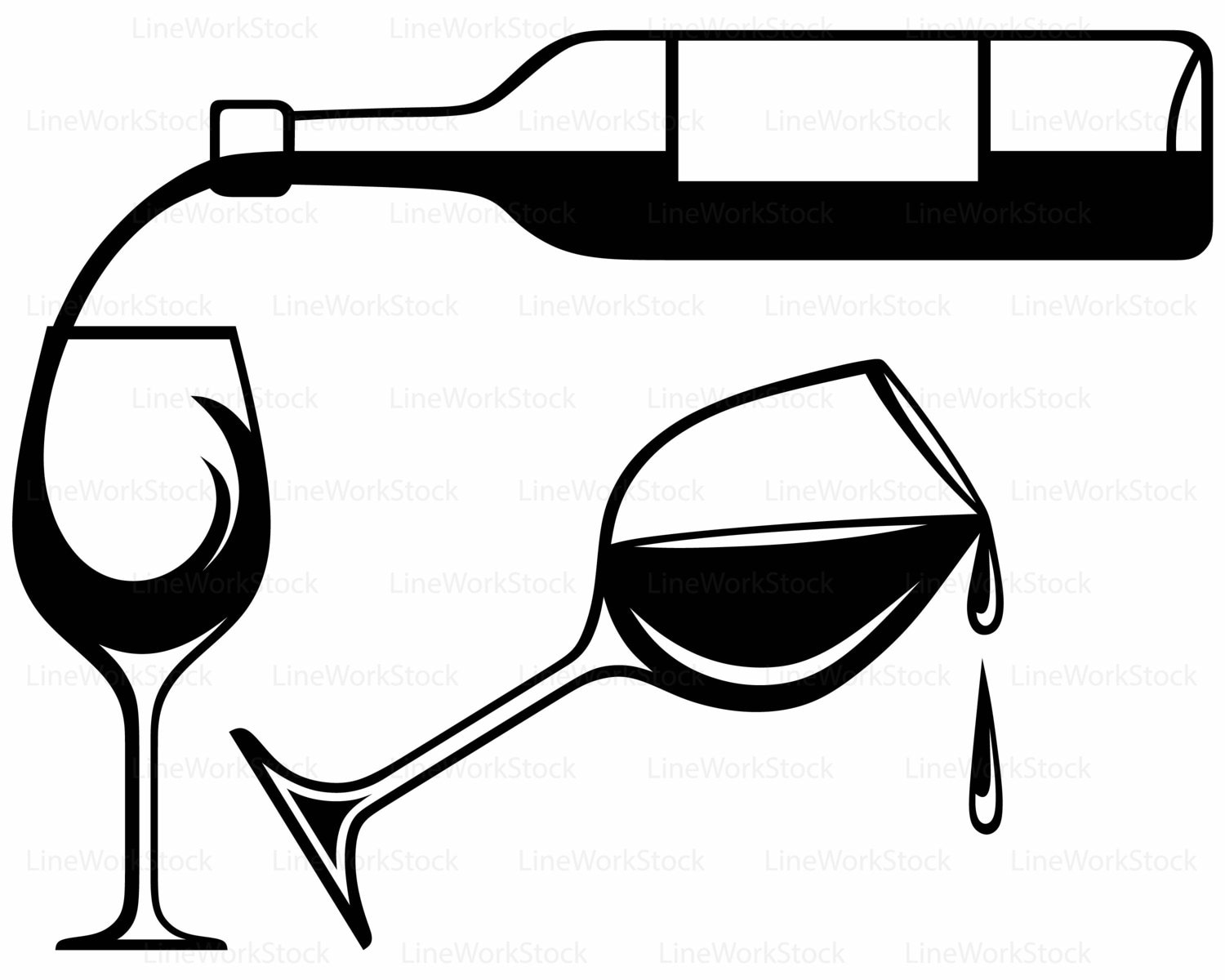 Wine Bottle Svg/drink Clipart/alcohol Svg/wine Silhouette/wine Etsy