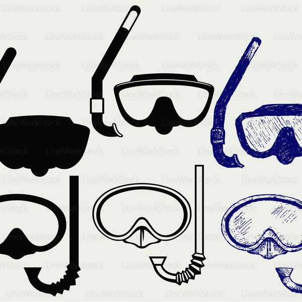 Diving goggles svg/snorkel clipart/diving svg/snorkel silhouette/goggles cricut/snorkel cut files/clip art/digital download designs/svg