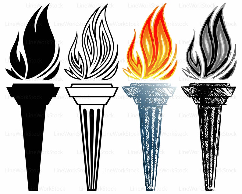 Burning Torch Svg/clipart/torch Svg/burning Silhouette/torch | Etsy