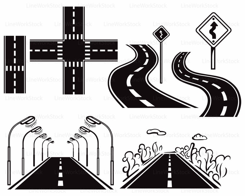 Download Asphalt road svg/road clipart/road svg/road silhouette/road | Etsy