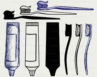 Toothbrush svg/toothpaste clipart/toothbrush svg/toothpaste silhouette/cricut cut files/clip art/digital download designs/svg
