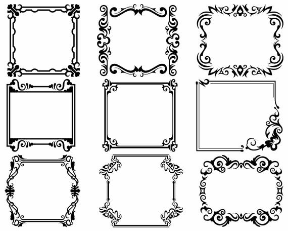 Frame svg/scroll clipart/frame svg/swirl silhouette/frame cricut/swirl cut  files/monogram clip art/swirl digital/divider/designs/svg