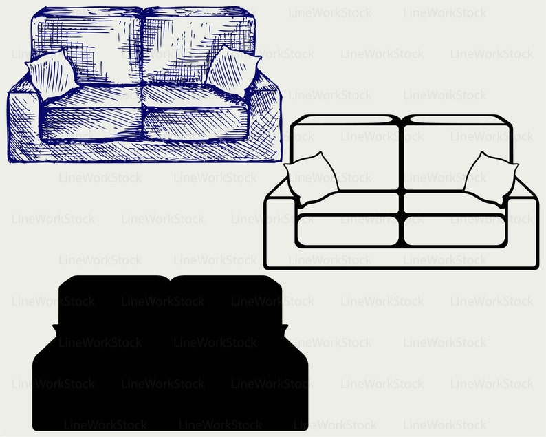 Sofa Svg/sofa Clipart/sofa Svg/furniture Silhouette/sofa Etsy