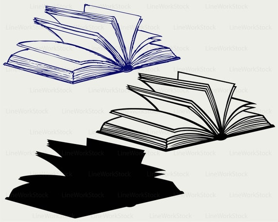 Open book svg/book clipart/book svg/open book silhouette/book cricut cut  files/book clip art/book digital download designs/svg