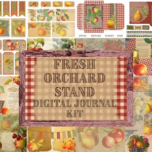 Orchard Harvest Journal Kit - Apples, Fall, Autumn, Farm, Gingham, Burlap