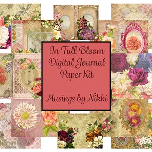 Kit de papel digital In Full Bloom - Kit de diário floral de primavera