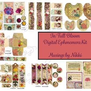 Kit de coisas efêmeras digitais In Full Bloom - Kit de diário floral de primavera